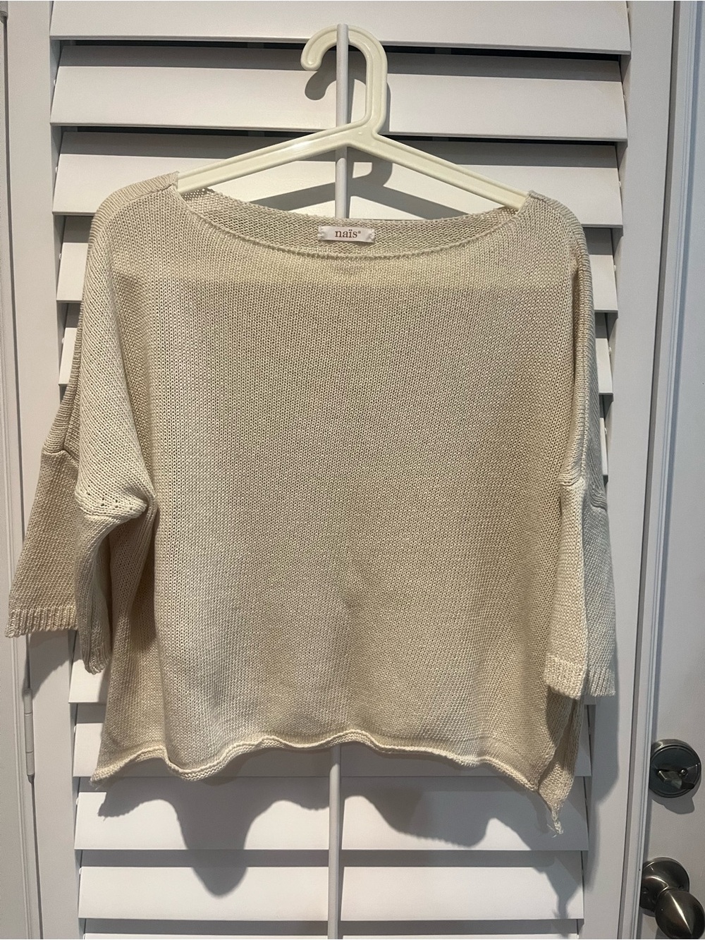 Nais Ivory Scoop-Neck Lightweight Knit Sweater